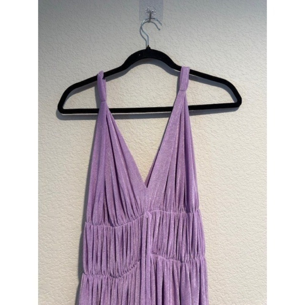 Olivaceous lavender lilac Assyme Purple Pleated Handkerchief Maxi Midi Dress M - Picture 4 of 8